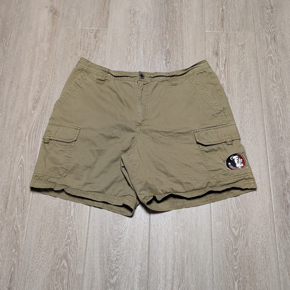 Columbia Cargo Shorts Mens 38 Khaki Florida State Seminoles NCAA Cotton Twill 8"